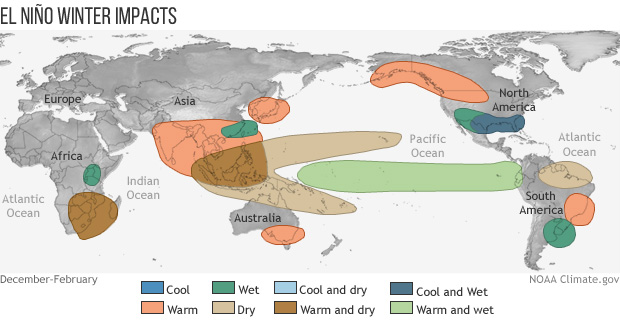 El Nino Winter Impacts Map