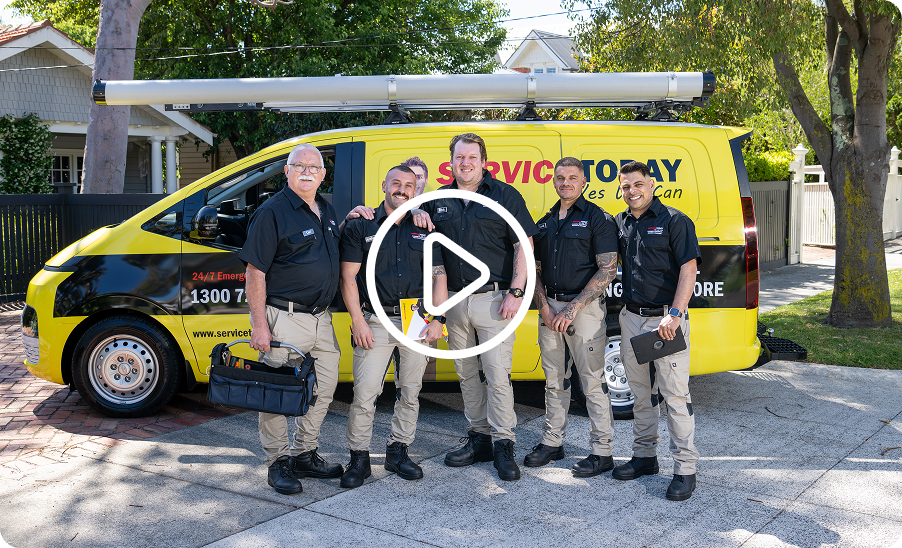 Service Today team in front of their van offering 24/7 emergency services.